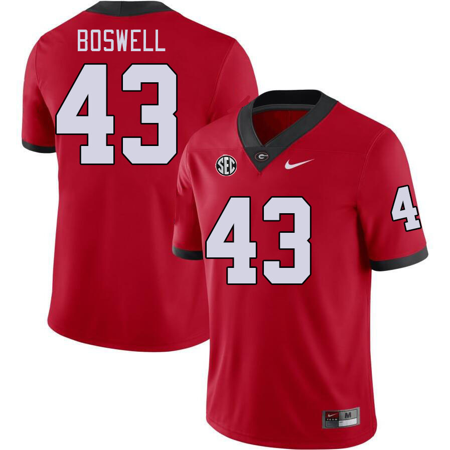 Men #43 James Boswell Georgia Bulldogs College Football Jerseys Stitched-Red - Click Image to Close
